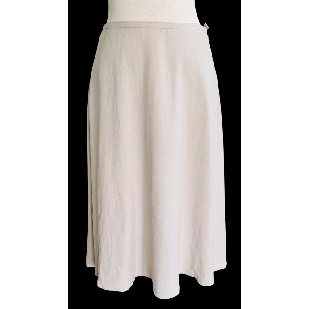 MODE INTERNATIONAL Wm 6 100% Silk Beige Flare Skirt